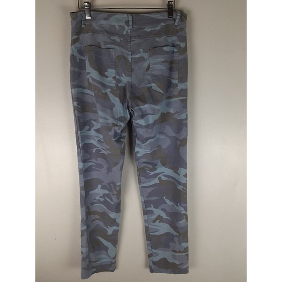 Gigi Moda Women's Blue Camo Mid Rise Straight Leg Jeans Pants Lightweight 30 - Picture 3 of 11